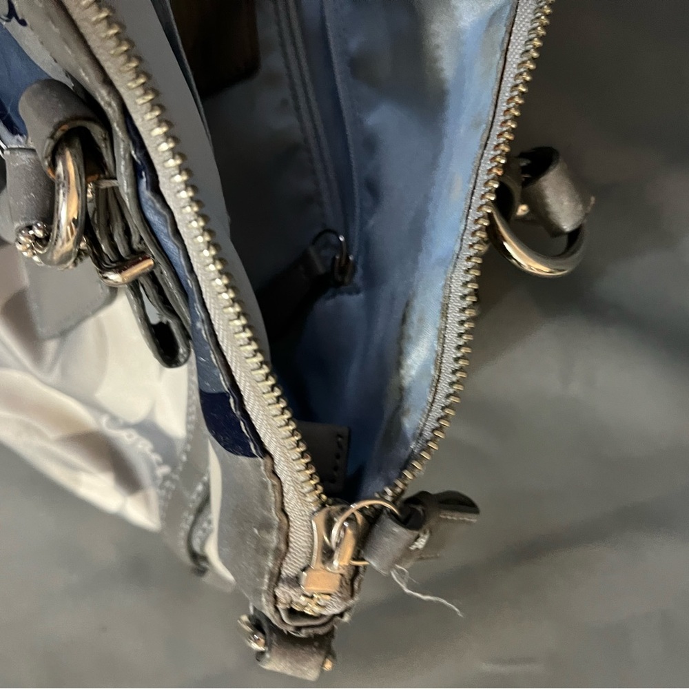 Coach Gray and Navy Circle Print Satchel with Removable Strap - Picture 6 of 10
